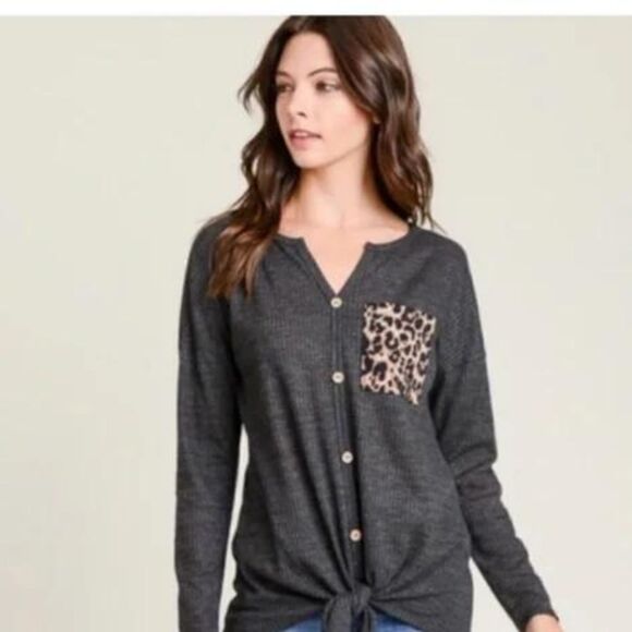 GRAY Waffle Knit Self Tie Sizes S-M-L - Picture 7 of 7